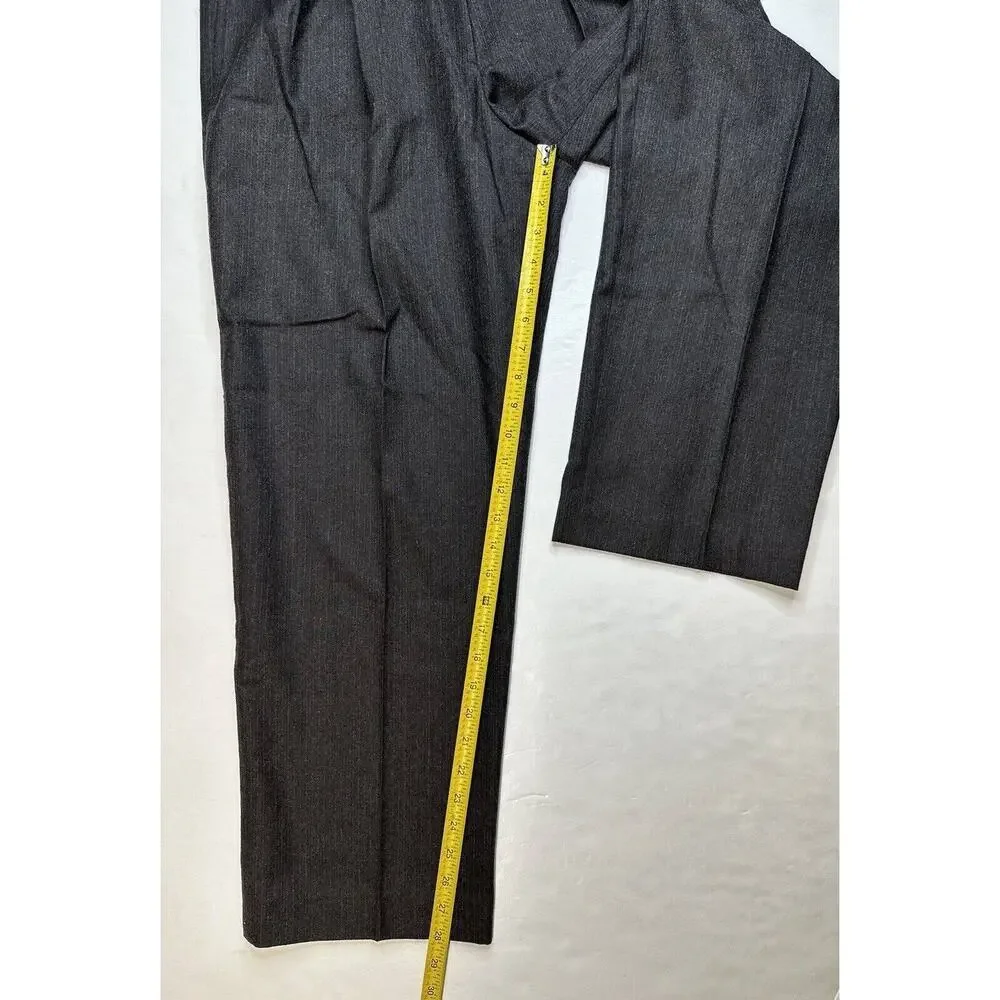 Wool Cashmere Pants Mark Shale Wide Leg 10 Gray Pleated Pinstripe *Petite